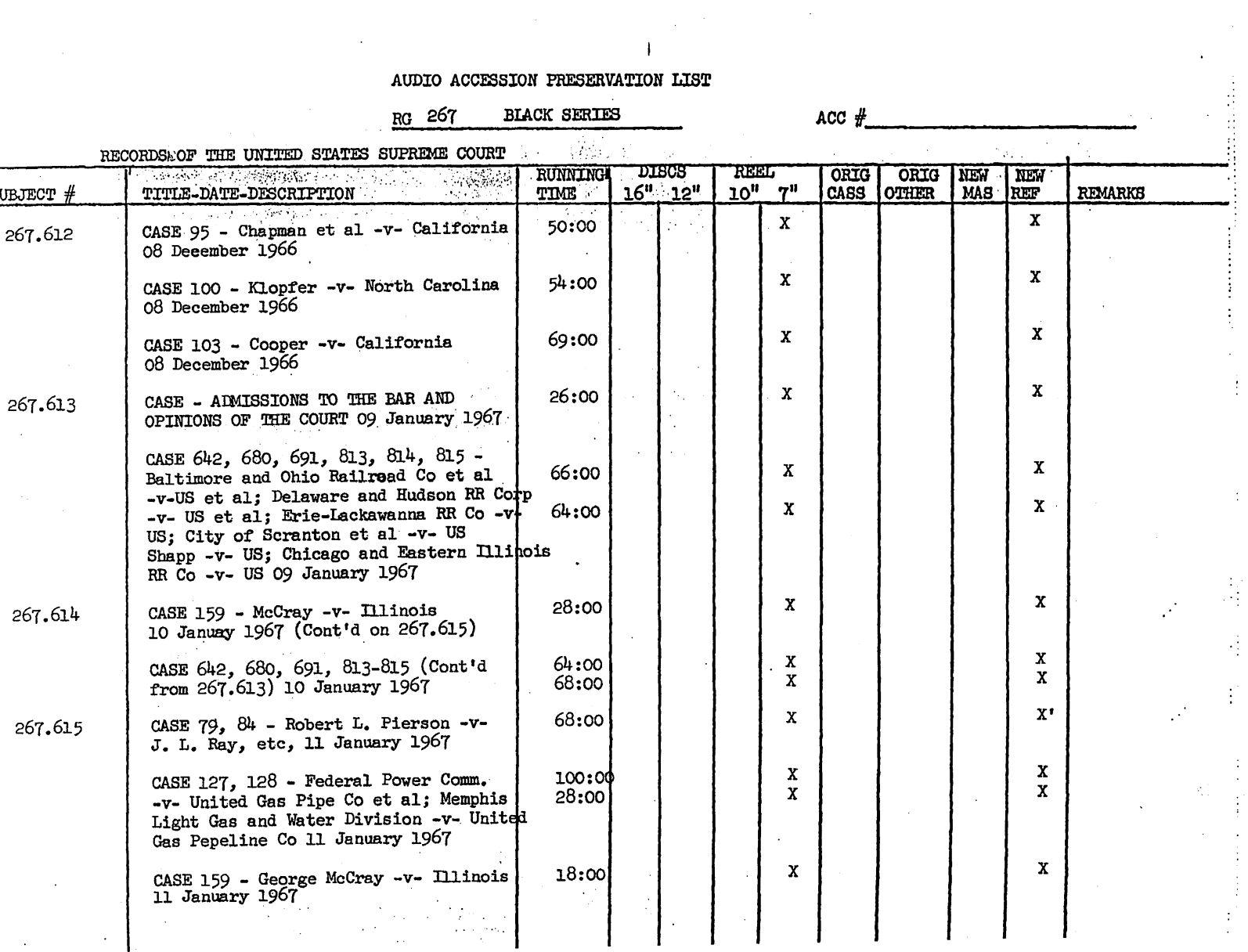 1966 Supreme Court Audio Accession List - Page 7